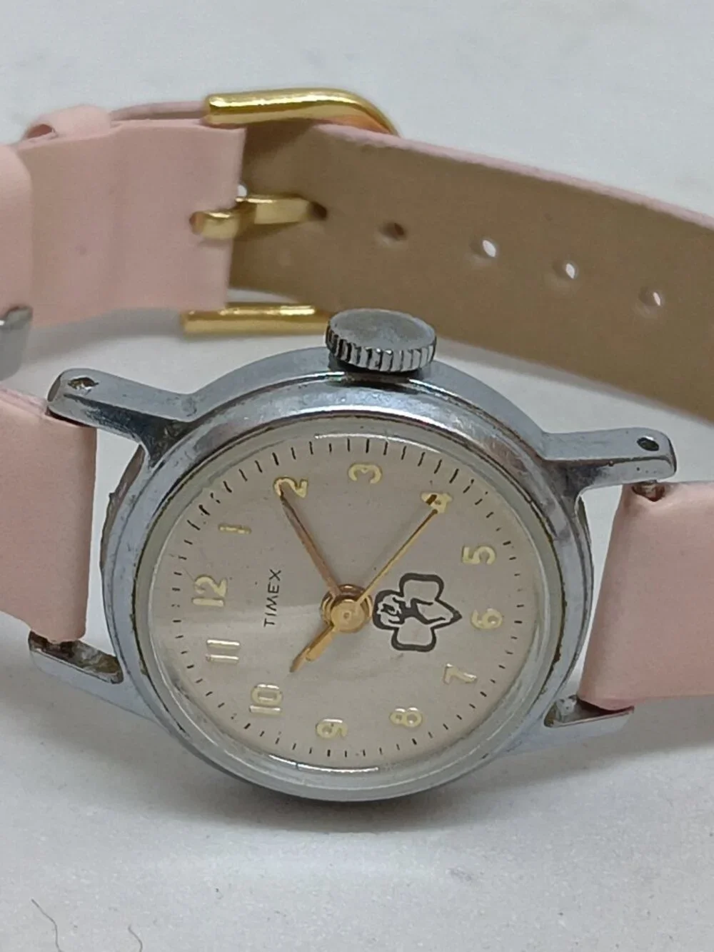 VINTAGE 1966 Timex Women's 24mm Manual Wind Silver Tone Girl Scouts Watch